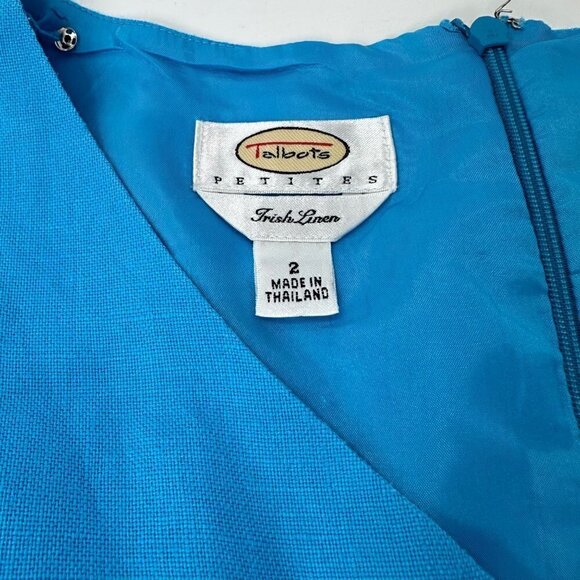 Talbots Petites Sleeveless V-Neck Zipper Back Irish Linen Blue Size 2 - Picture 14 of 14